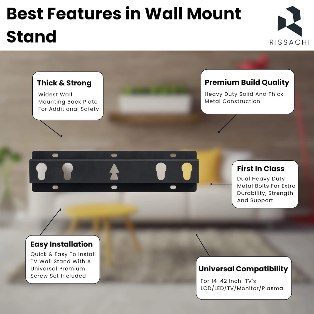 Rissachi LED Wall Mount Bracket For 32" To 55" Tv view 4